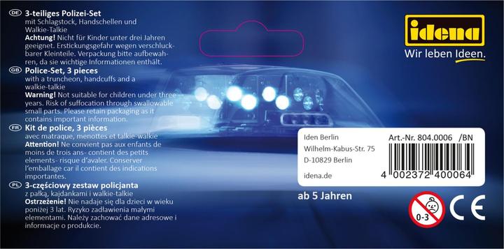 Produktbild Idena Polizei Set 3teilig mit Schlagstock
