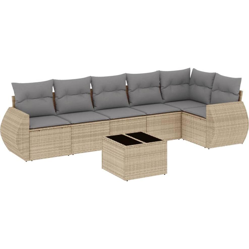 VidaXL, Gartenlounge, Gartenmöbel Sofa Garnitur Gartengarnitur Garten Sitzgruppe 7-tlg. Beige