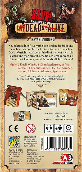 Produktbild Abacus BANG! The Dice Game - Undead or Alive 2. Erw (Deutsch, 3 - 8 Spieler)