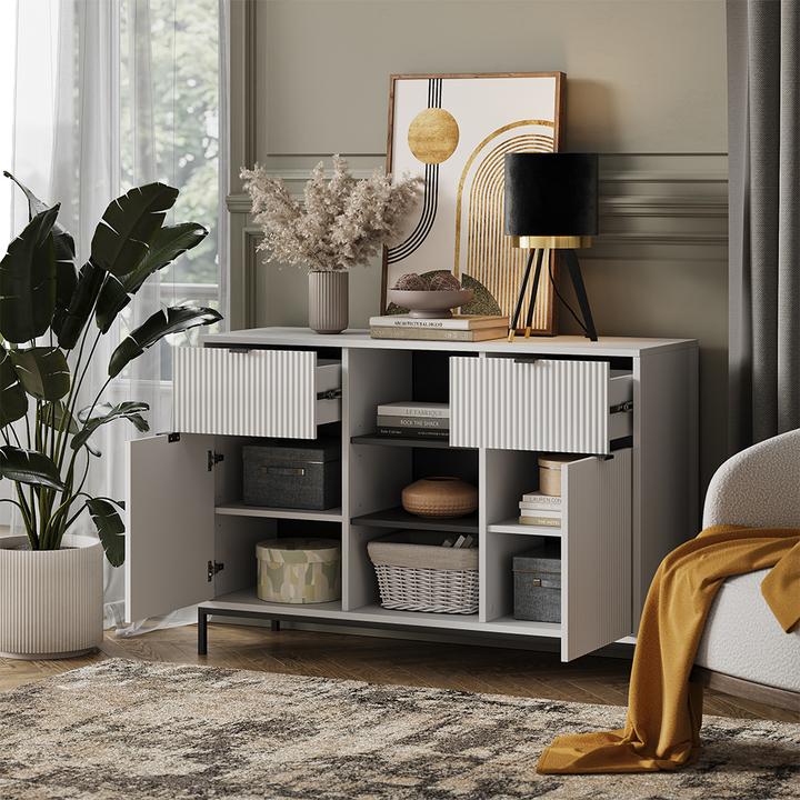 Actual product image Vichy Kommode Eliza, Weiss, 120 x 81.2 cm mit 2 Schubladen und 2 Türen