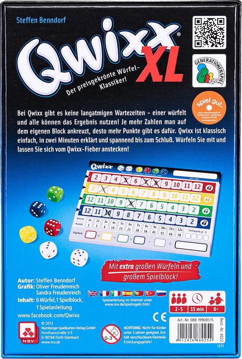 Actual product image NSV Qwixx XL additional blocks (German, 2 - 5 Players)