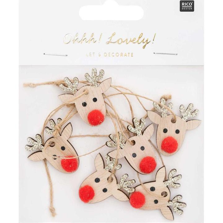 Produktbild Rico Design Aufhänger Rentier (6x)