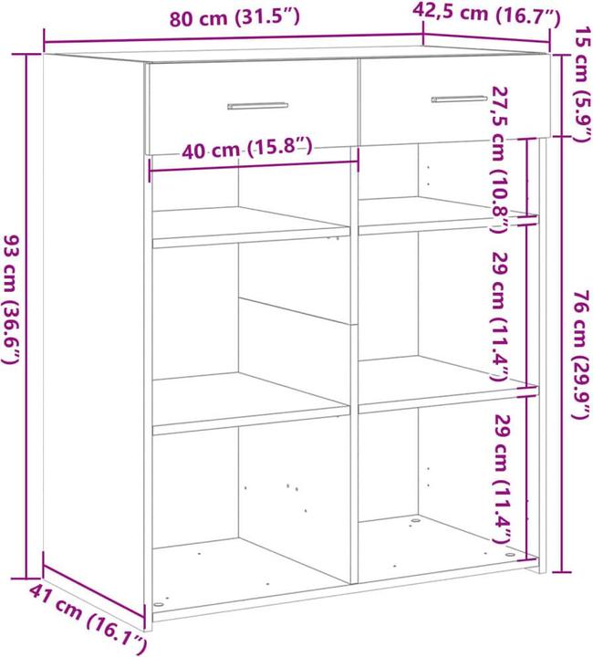 Image du produit vidaXL Sideboard (80 x 42.50 x 93 cm)