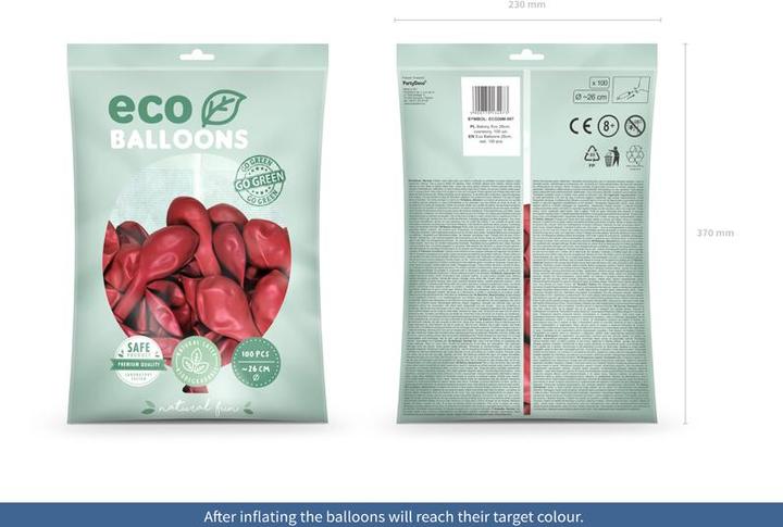 Produktbild Partydeco Eco Balloons 26cm metallic, red (1 pkt / 100 pc.) (100 x)