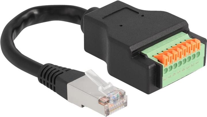 Produktbild Delock RJ45 Kabel Cat.5e Stecker zu Terminalblock Adapter mit Drucktaster 15 cm
