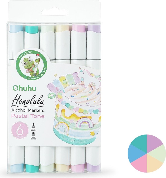 Actual product image Ohuhu Honolulu art markers (6 pcs.) - pastel colours (Pastel shades, 6 x)