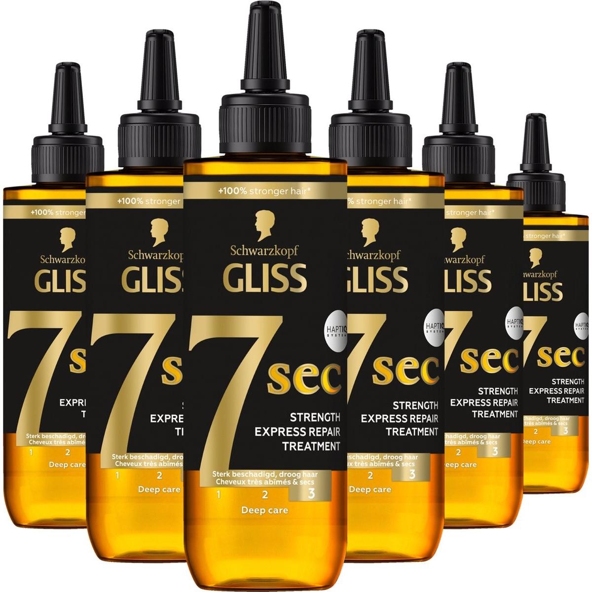 Schwarzkopf, Lozione corpo, 6x Gliss-Kur 7 Sec Express Trattamento Riparatore Olio Nutritivo 200ml - Confezione da 6 (Olio corpo, 200 ml)
