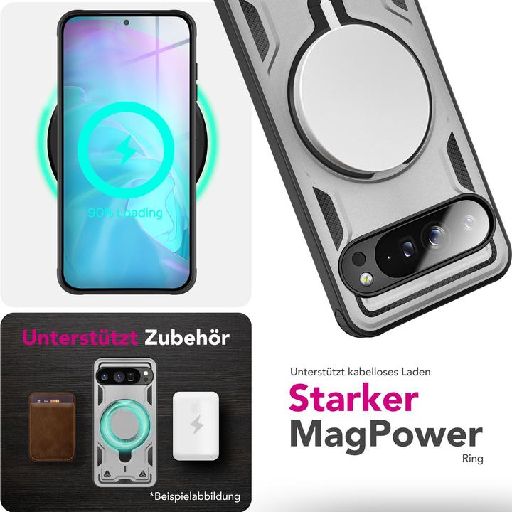 Produktbild Nalia Stormguard - Stabile Panzer Hülle mit MagSafe & 360-Grad Ringhalter - Military Cover (Google Pixel 9 Pro Fold)