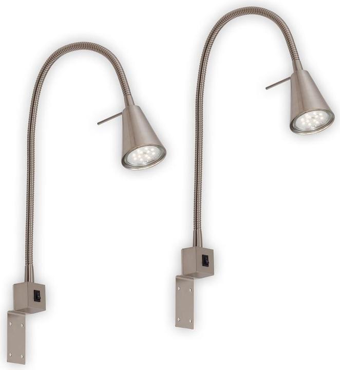 Produktbild Briloner 2er Set LED Bettleuchte Schlafzimmer Wohnzimmer Matt-Nickel (400 lm, GU10)