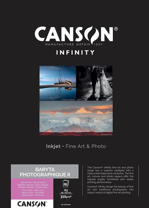 Canson Infinity Baryta Photo II A3 310 g/m2 25 feuilles (297 x 420 mm) (310 g/m², A3, 25 pcs)