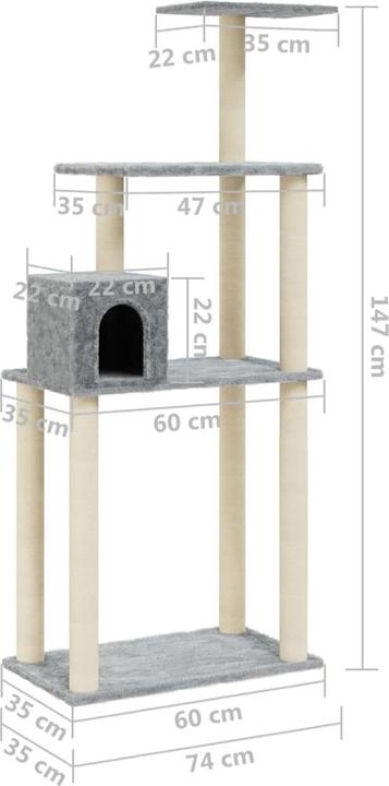 Actual product image vidaXL Katzenbaum (147 cm, Light grey)