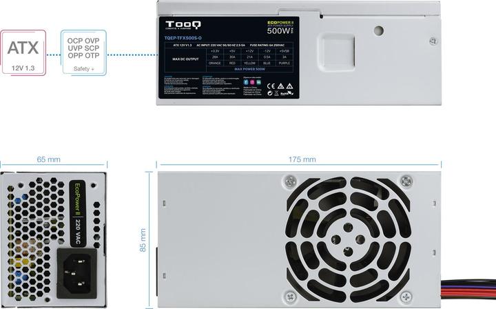 Produktbild Tooq Technology Fuente A. Ecopower Ii Tfx 500w Oem (500 W)