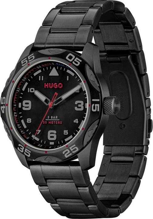 Produktbild HUGO HU1530333 #TREK Heren Horloge - Mineraalglas - Staal - Zwart - 42 mm breed - (42 mm)