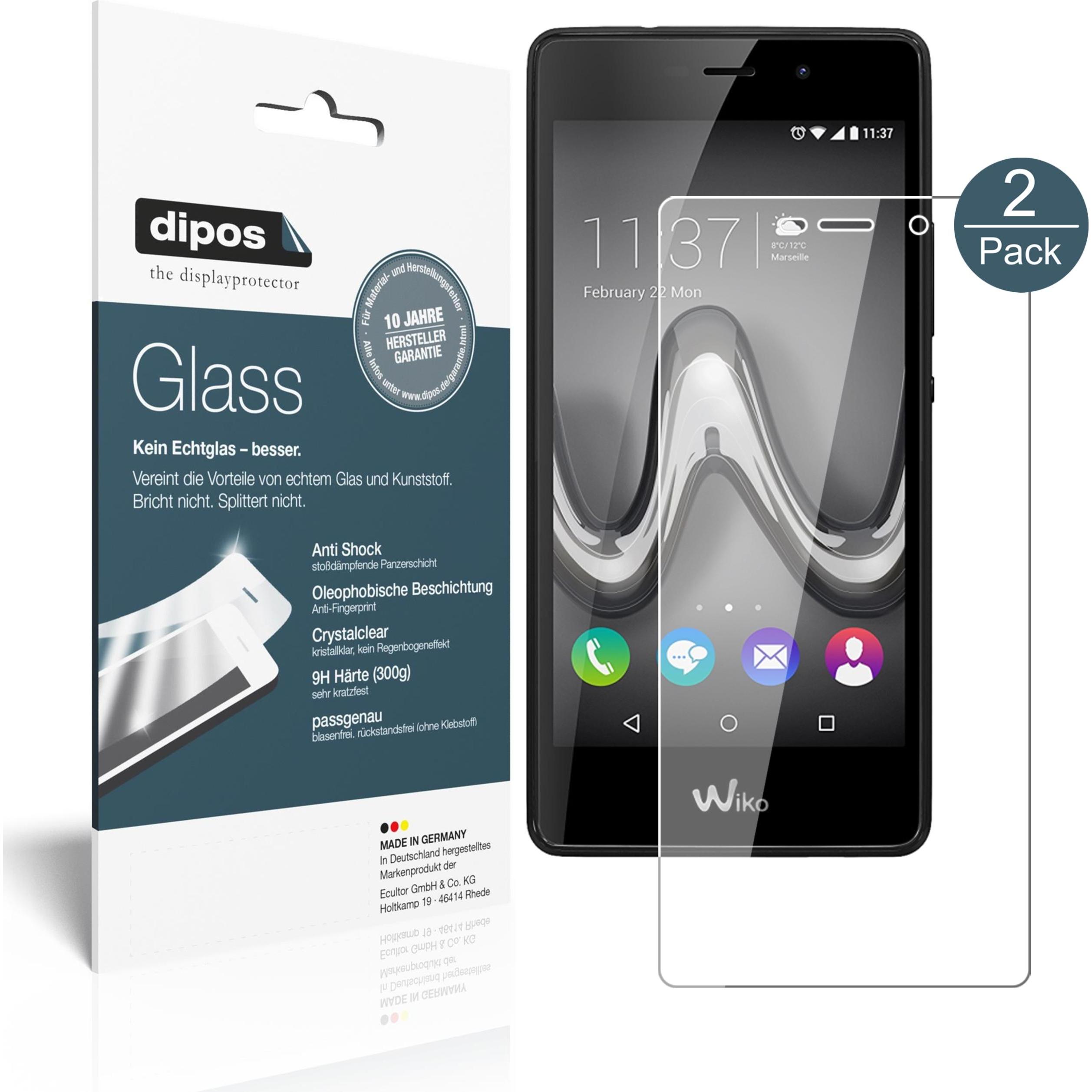 Dipos Displayschutz Anti-Shock (2 Stück, Wiko Tommy), Smartphone Schutzfolie, Transparent
