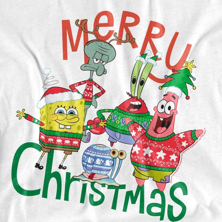 Immagine prodotto Spongebob Squarepants Merry Christmas Maglietta Gruppo Adulto Unisex (S)