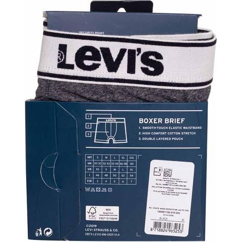 Levis, Herren, Unterhosen, Levi's Boxer 2 pairs of panties 37149-0398 gray M, Grau, (56, 57, 58)