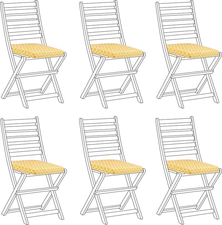 Actual product image Beliani Seat cushion for chair TOLVE set of 6 yellow / white geometric pattern 31 x 39 x 5 cm (31 x 39 cm)