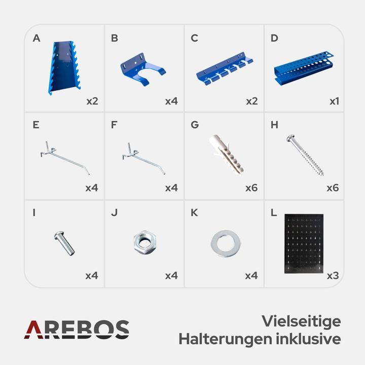 Actual product image Arebos Tool wall 17 pcs. blue