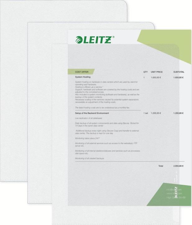 Image du produit Leitz Couverture transparente A4 en film PVC rigide (A4, 10x)