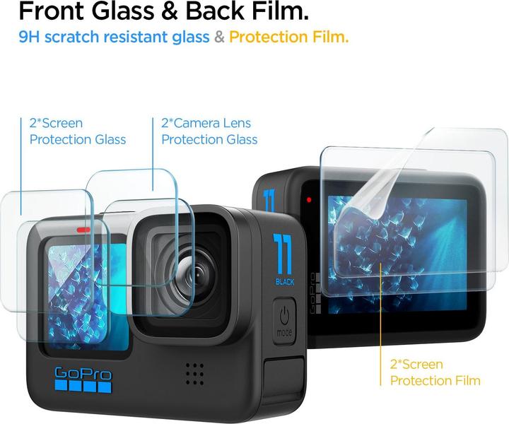 Actual product image Spigen GlasTR Slim + Film 2-Set - Zestaw szkieł i folii do GoPro Hero 12 / 11 / 10 / 9 (2 zestawy) (Hero 9, Hero 11, Hero 10, Hero 12)