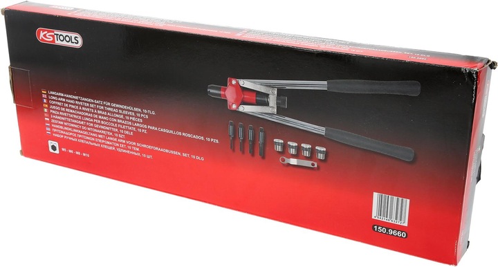 Produktbild KS Tools Langarm-Handnietzangen-Satz für Gewindehülsen, 10-tlg (100 mm)