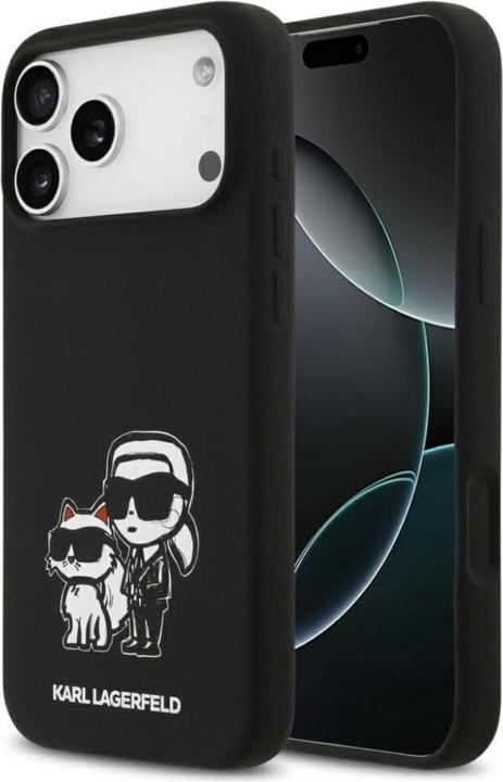 Actual product image Karl Lagerfeld - Silicone Sketch & Logo (KLHMP17XSKCGRGOK) - iPhone 17 Pro Max - Karl&Choupette (Apple iPhone 17 Pro Max)