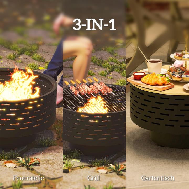 Produktbild Outsunny Feuerschale Metall, Edelstahl Kohlegrau (60 cm)