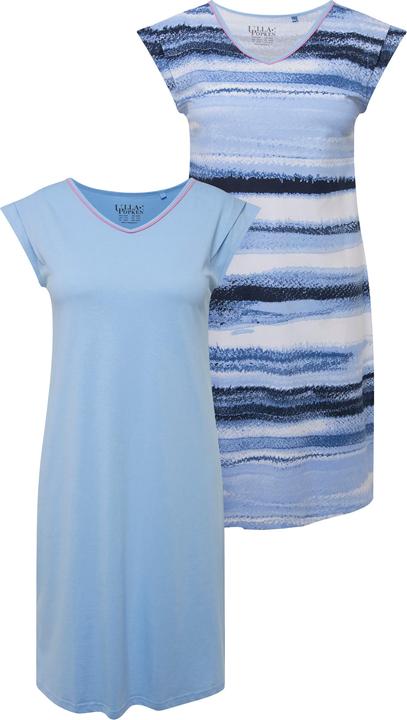 Immagine prodotto Ulla Popken Camicie da notte in confezione doppia con scollo a V e taglio smanicato in tinta unita/righe (46, 48)