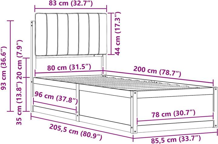 Image du produit vidaXL Holzbett (80 x 200 cm)