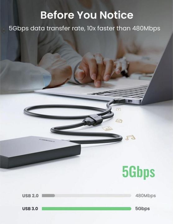 Image du produit Ugreen USB A—Usb A (1 m, USB 3.0)