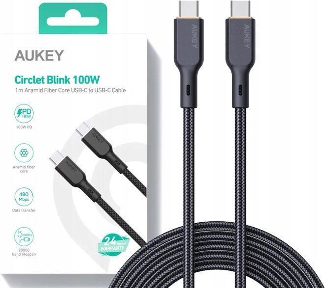 Produktbild Aukey USB-C Cable, 100W, 1m - Black (1 m, USB 2.0, 100 W)