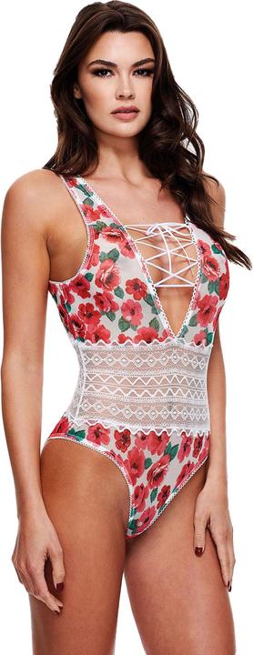 Baci White Floral & Lace Teddy S/M (M, S)