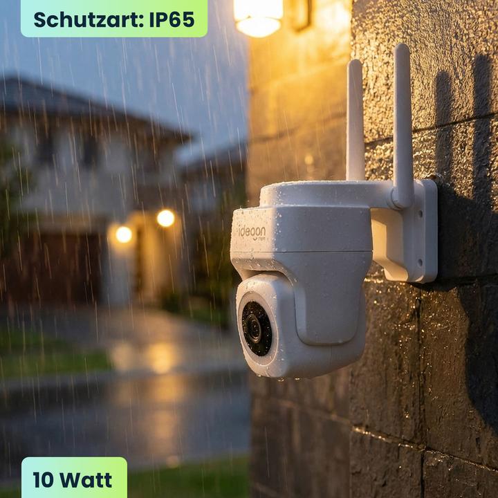 Actual product image Ideoon 4er-Set Outdoor Überwachungskamera 2K WLAN IP65 Wetterfest: 355 Grad Aussen-Kamera (2304 x 1296 Pixels)