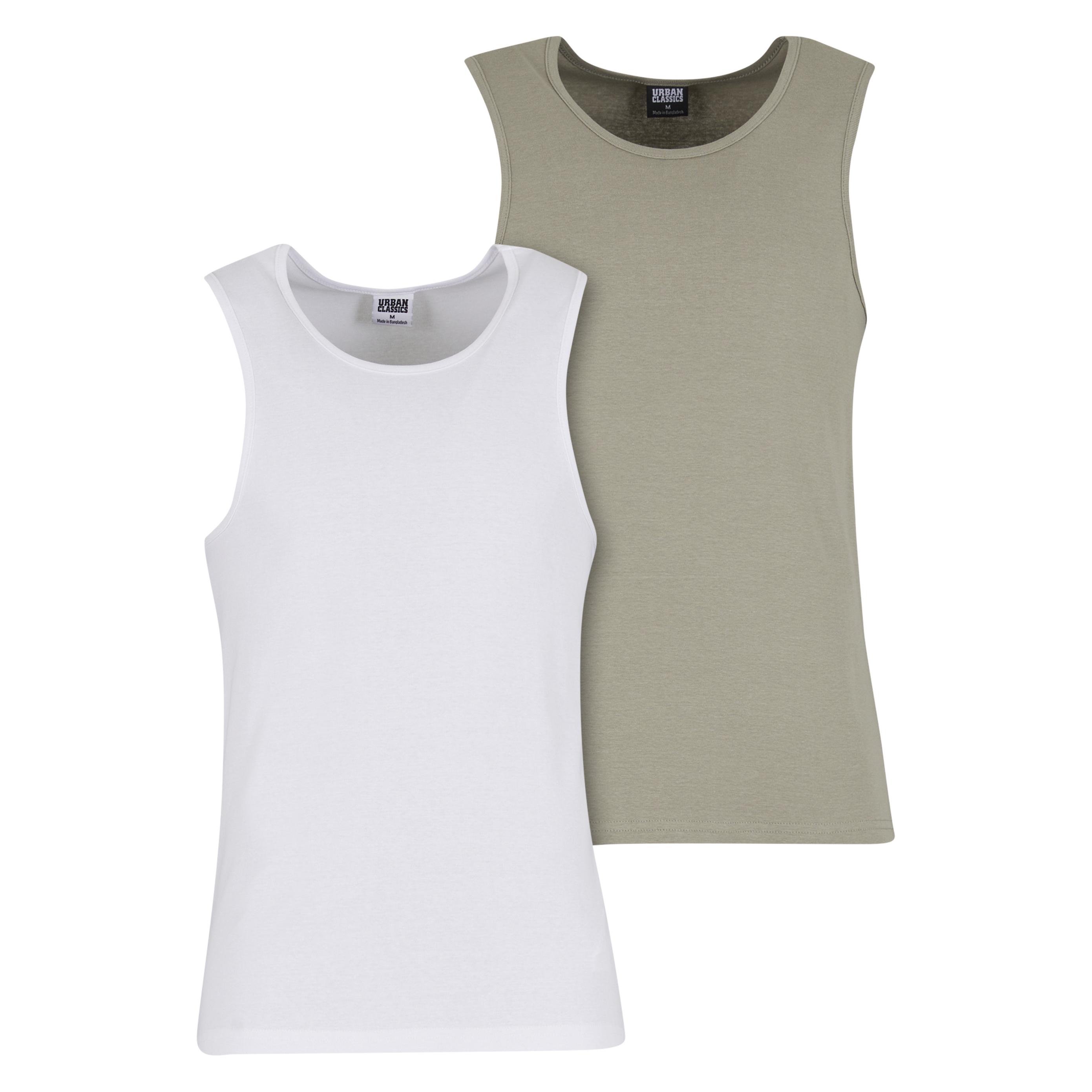 Urban Classics, Herren, Shirts, Ribbed Undershirt 2-Pack - 195343, Grün, Weiss, (Xxl)