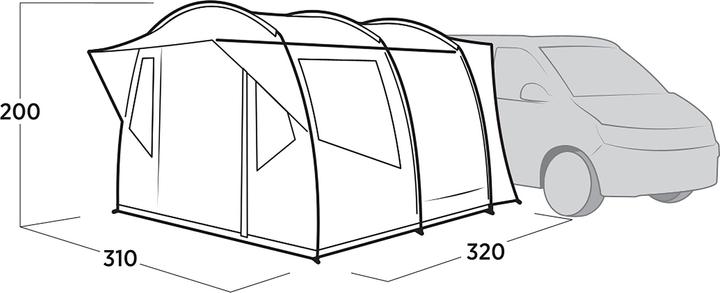 Actual product image Easy Camp Tunnel-Busvorzelt Reine (dunkelgrau/hellgrau, mit Vordach, Modell 2025) (Awning, 11.70 kg)