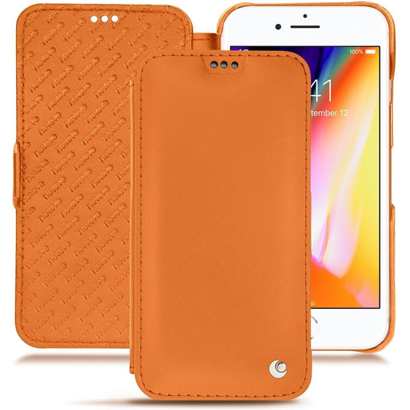 Thumbnail - Noreve Lederschutzhülle horizontal (Apple iPhone 8), Smartphone Hülle, Orange
