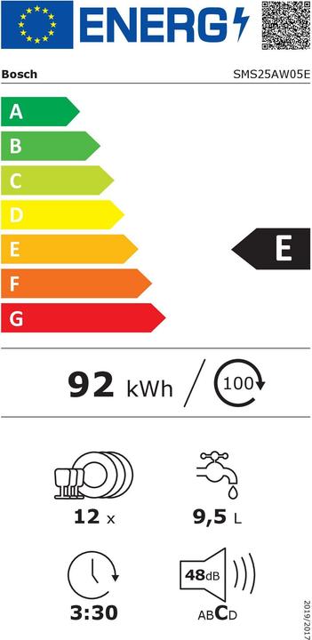 Energy Label Bosch Hausgeräte SMS25AW05E