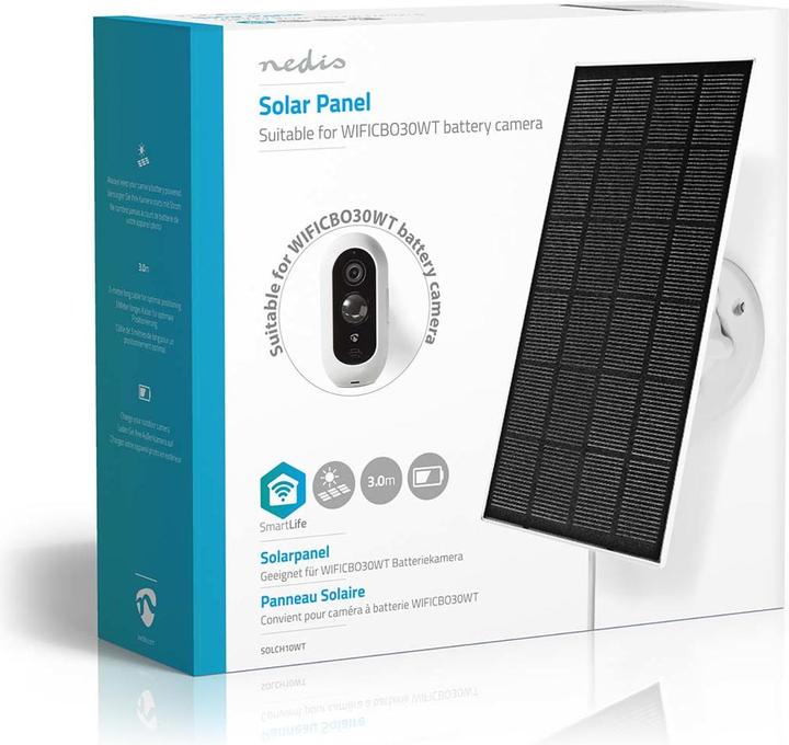 Produktbild Nedis Sonnenkollektor 4.5 V DC 0.5 A A Micro USB Seillänge: 3.00 m Zubehör für: WIFICBO30WT (3 W)