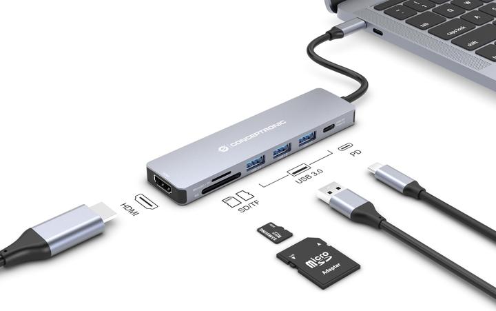 Produktbild Conceptronic Dock USB-C (USB-C, 7 Ports)