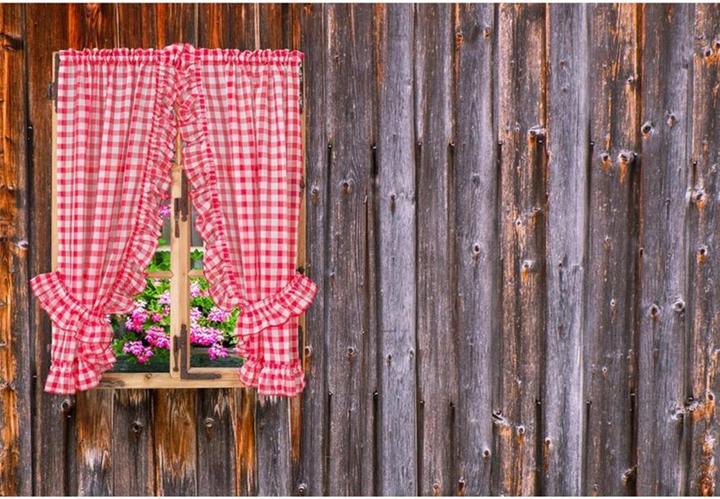 Produktbild Casa Leon Fertigvorhang Volants Vitragen, rot-weiss (95 x 130 cm)