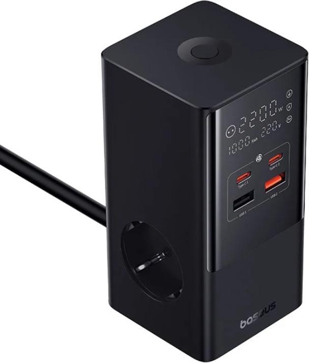 Produktbild Baseus Nástěnná nabíječka / napájecí pásek PowerCombo 100W (černý) (100 W, 6 Ports)