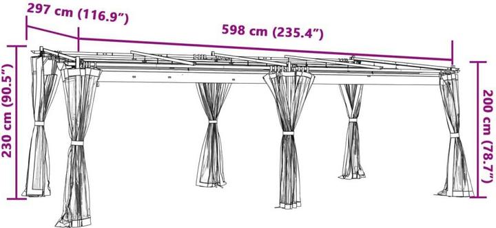 Produktbild vidaXL Pavillon (598 cm, 297 cm)