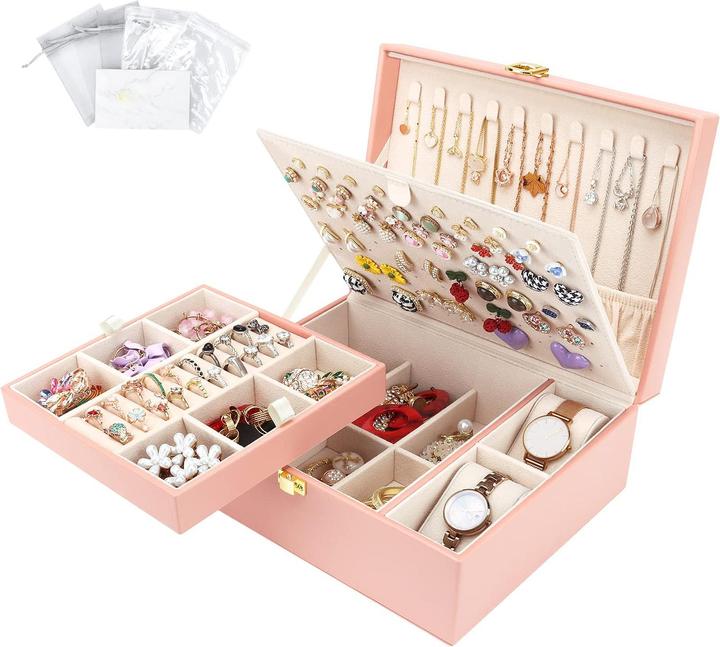 Only-Bags.Store Jewelry box for necklaces, earrings, bracelets, rings, watches, with removable