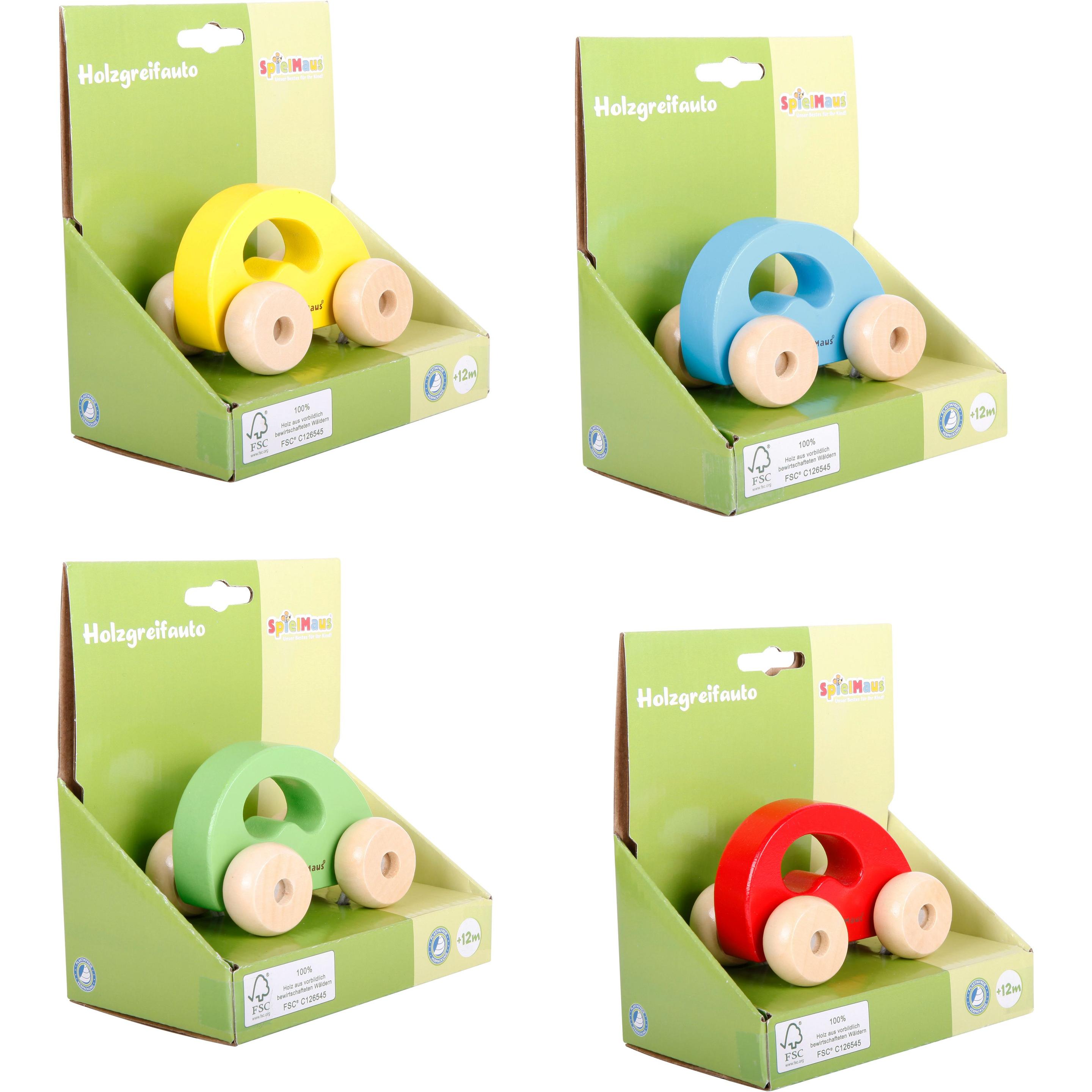 DP Building Systems SpielMaus Holz Holzauto, 4-fach sortiert, 1 Stück (36527826)