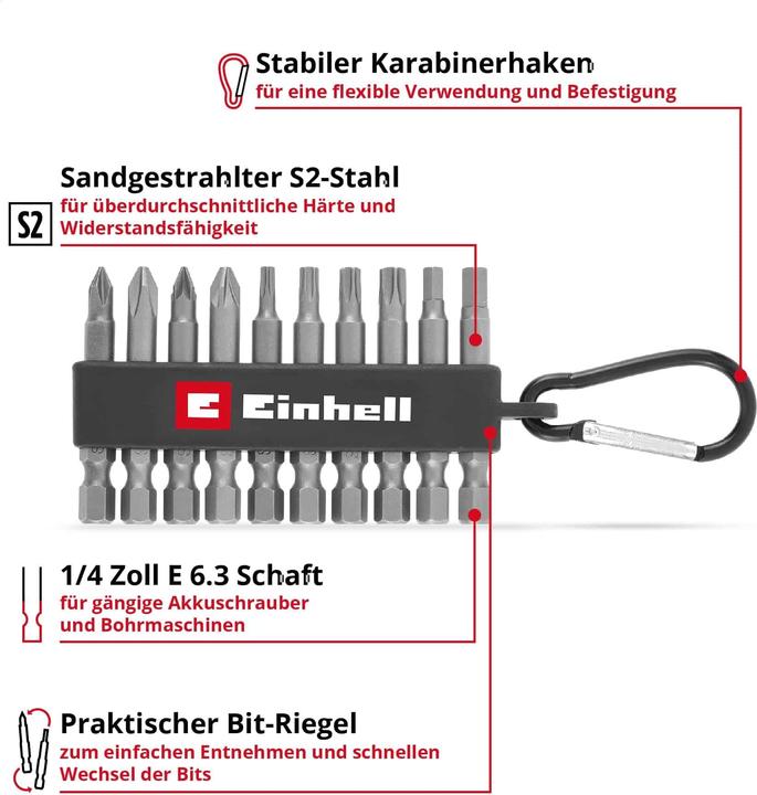 Produktbild Einhell Bit-Set, 118623, Karabiner, 10-teilig