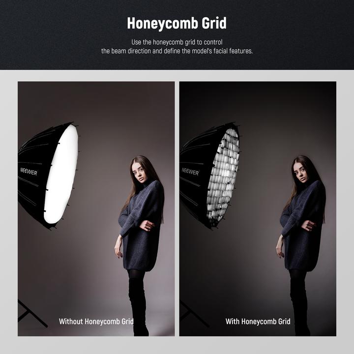 Immagine prodotto Neewer 65cm Wide Parabolic Quick Release Softbox With Honeycomb Grid