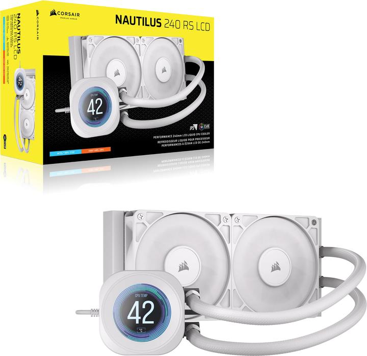 Actual product image Corsair NAUTILUS 240 LCD White, 240mm Radiator, Liquid CPU Cooler