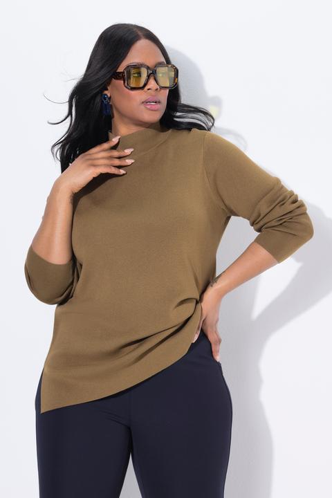 Produktbild Ulla Popken Pullover, Ripp-Stehkragen, Langarm, Feinstrick (58)