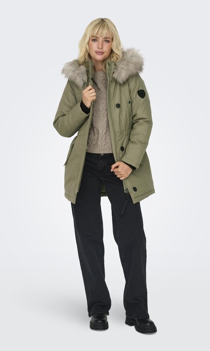 Image du produit Only Capuche avec bord en fausse fourrure amovible Poignets côtelés Parka Longue parka (XS)