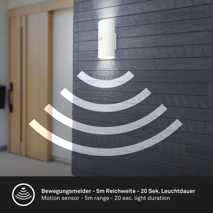 Image du produit Briloner Applique murale d'extérieur à LED rechargeable,capteur,blanc,2xLED/6W (700 lm, IP44)